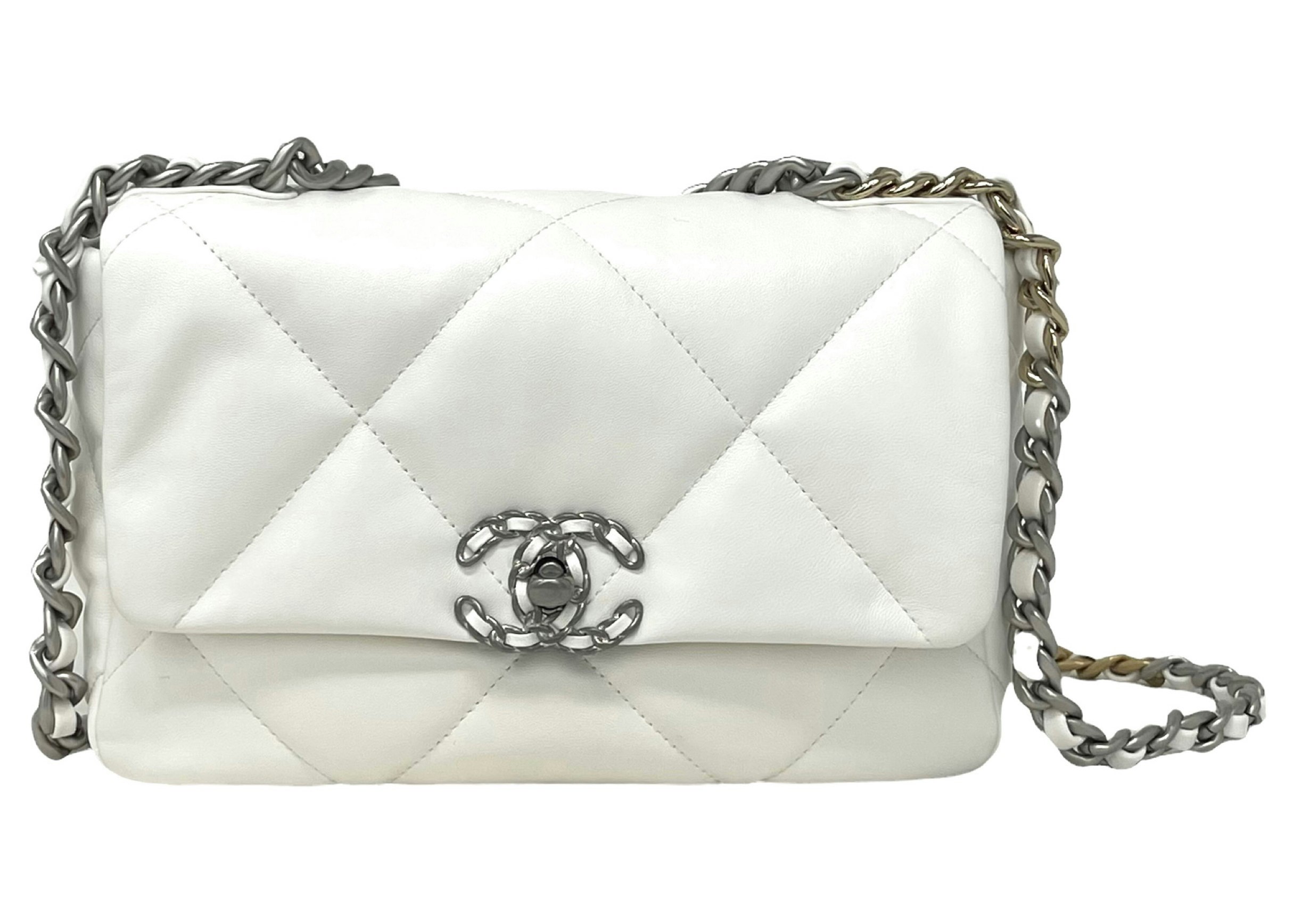 Chanel 22 Handbag 22S Calfskin WhiteGold Logo in Calfskin Leather with  Goldtone  US